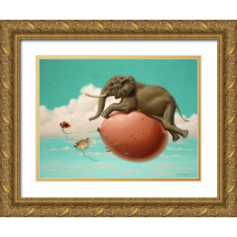 Eds Uplifting Adventure Gold Ornate Wood Framed Art Print with Double Matting by Herzog, Linda Ridd