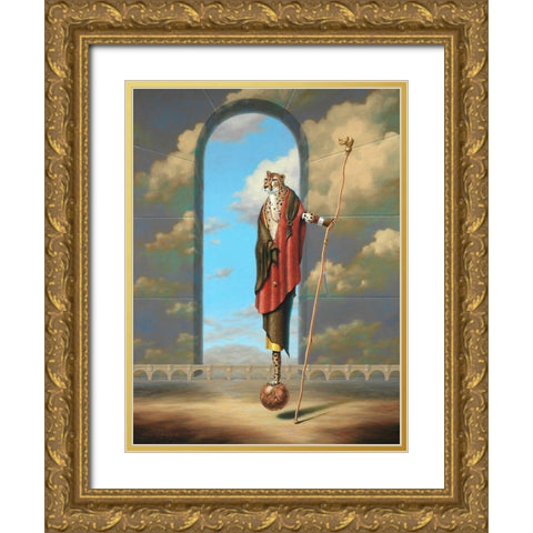Monty Ridd Cheetah The Visionary Gold Ornate Wood Framed Art Print with Double Matting by Herzog, Linda Ridd