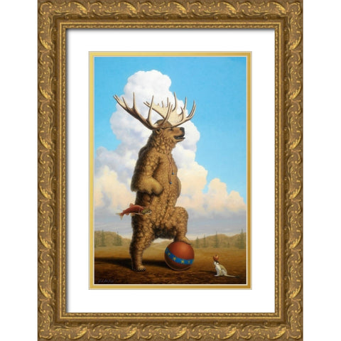 When Griz Grew Up He Wanted To Be A Moose Gold Ornate Wood Framed Art Print with Double Matting by Herzog, Linda Ridd