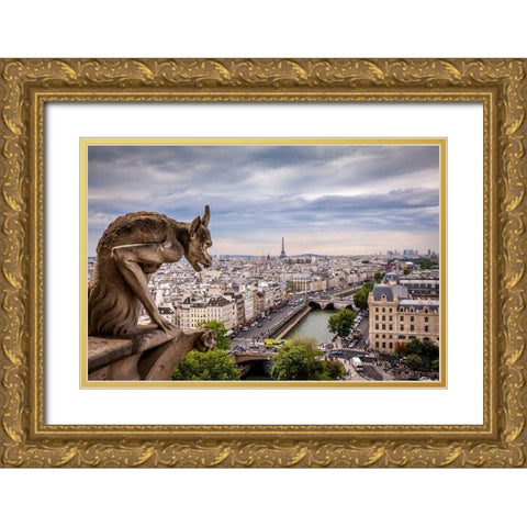 Guardian of the City I Gold Ornate Wood Framed Art Print with Double Matting by Herrera, H.J.