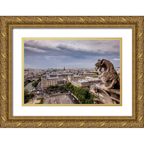 Guardian of the City II Gold Ornate Wood Framed Art Print with Double Matting by Herrera, H.J.