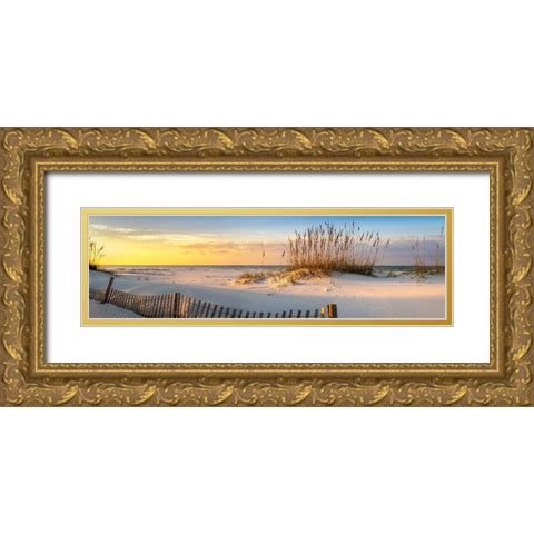 Pensacola Beach Sunrise Gold Ornate Wood Framed Art Print with Double Matting by Herrera, H.J.
