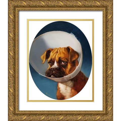Cone of Shame Gold Ornate Wood Framed Art Print with Double Matting by Heffernan, Lucia