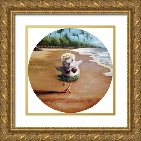 Hula Chick Gold Ornate Wood Framed Art Print with Double Matting by Heffernan, Lucia
