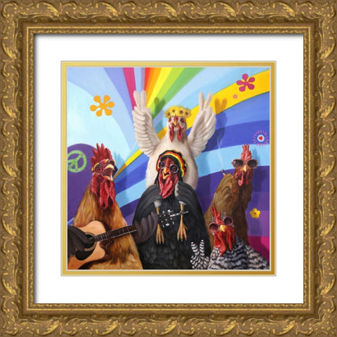 Free Range Gold Ornate Wood Framed Art Print with Double Matting by Heffernan, Lucia