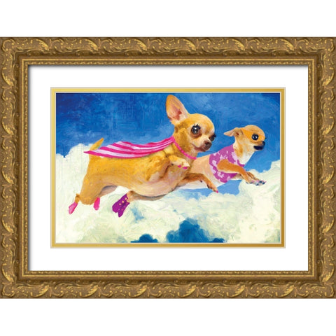 Chick Chihuahua and Darlene Gold Ornate Wood Framed Art Print with Double Matting by Hastings, Porter