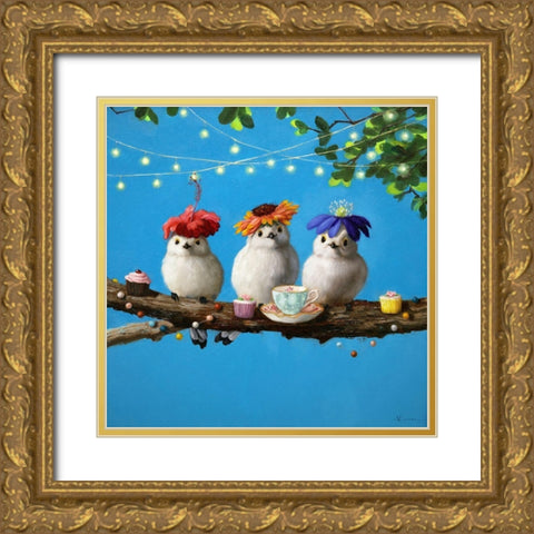 Garden Party Gold Ornate Wood Framed Art Print with Double Matting by Heffernan, Lucia