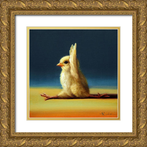 Yoga Chick Monkey Pose Gold Ornate Wood Framed Art Print with Double Matting by Heffernan, Lucia