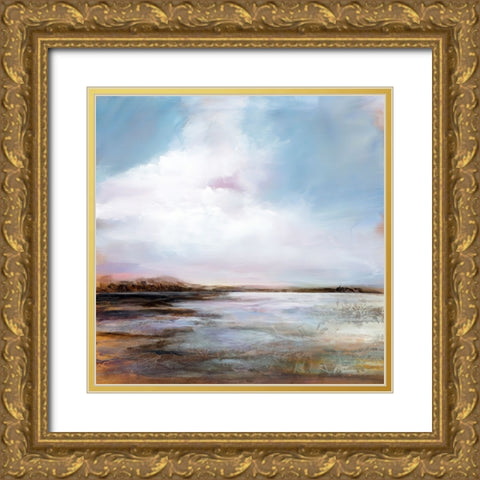 Contented Gold Ornate Wood Framed Art Print with Double Matting by Hale, Karen