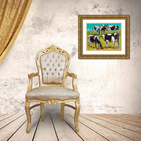Bovinity Gold Ornate Wood Framed Art Print with Double Matting by Hootnick, Sally