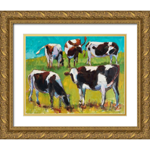 Bovinity Gold Ornate Wood Framed Art Print with Double Matting by Hootnick, Sally