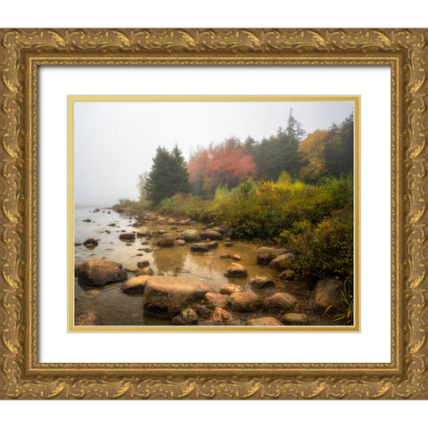 Misty Maine Gold Ornate Wood Framed Art Print with Double Matting by Head, Danny