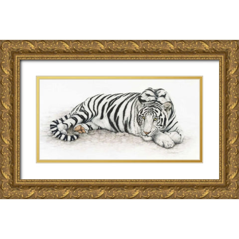 Siberian Tiger Gold Ornate Wood Framed Art Print with Double Matting by Henderson, Jan