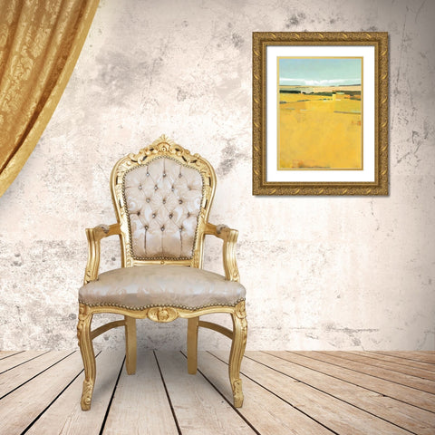 Fence Lines and Fields Gold Ornate Wood Framed Art Print with Double Matting by Hargreaves, Greg