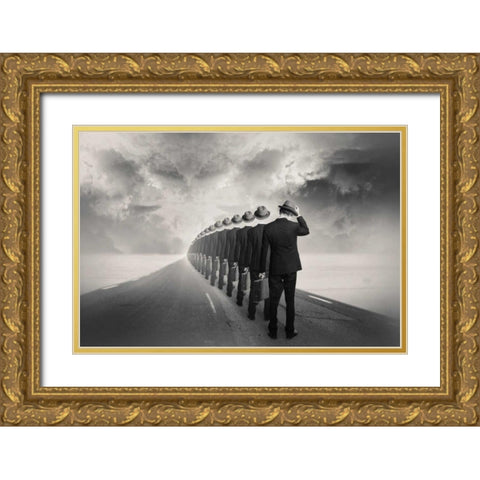 Get in Line Gold Ornate Wood Framed Art Print with Double Matting by Ingberg, Tommy