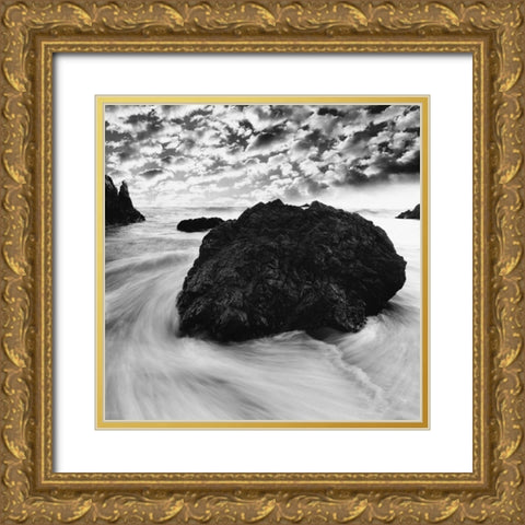 Tide Swirl Gold Ornate Wood Framed Art Print with Double Matting by PhotoINC Studio