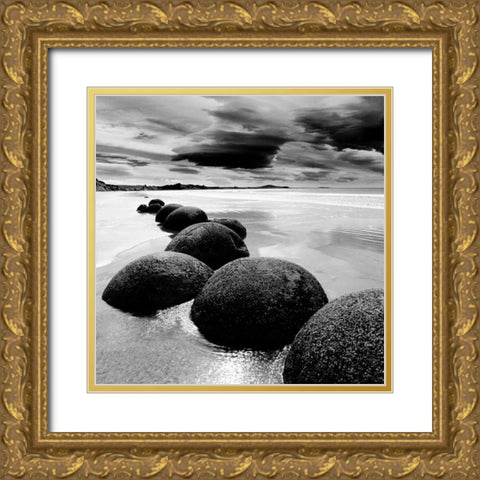 Enigmatic Shore Gold Ornate Wood Framed Art Print with Double Matting by PhotoINC Studio