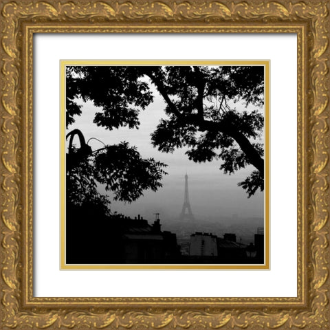 Eiffel Tower View 1 Gold Ornate Wood Framed Art Print with Double Matting by PhotoINC Studio