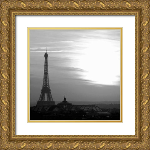 Eiffel Tower View Gold Ornate Wood Framed Art Print with Double Matting by PhotoINC Studio