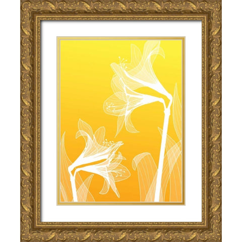 IN246_3 Gold Ornate Wood Framed Art Print with Double Matting by GraphINC Studio