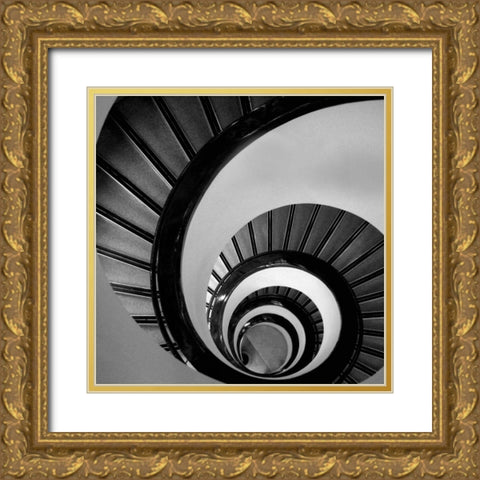 Spiral Staircase No. 3 Gold Ornate Wood Framed Art Print with Double Matting by PhotoINC Studio