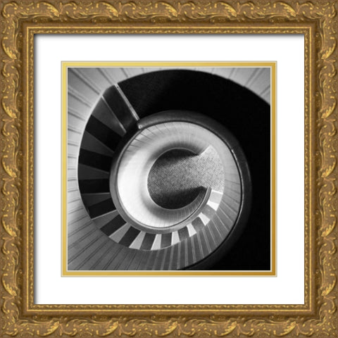 Spiral Staircase No. 4 Gold Ornate Wood Framed Art Print with Double Matting by PhotoINC Studio