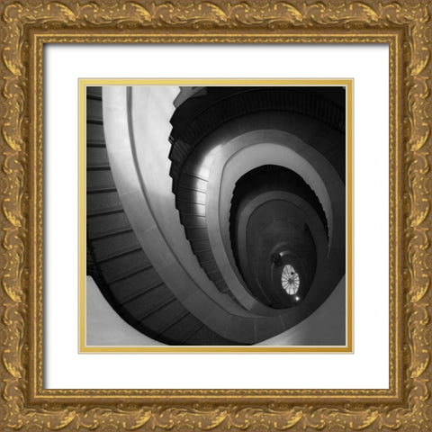 Spiral Staircase No. 5 Gold Ornate Wood Framed Art Print with Double Matting by PhotoINC Studio