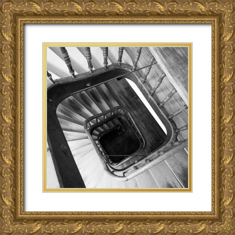 Spiral Staircase No. 8 Gold Ornate Wood Framed Art Print with Double Matting by PhotoINC Studio