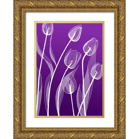 X-ray Flowers Gold Ornate Wood Framed Art Print with Double Matting by GraphINC