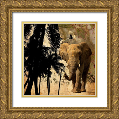 Mighty Elephant 2 Gold Ornate Wood Framed Art Print with Double Matting by GraphINC