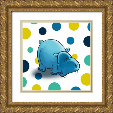 Hippo Gold Ornate Wood Framed Art Print with Double Matting by GraphINC
