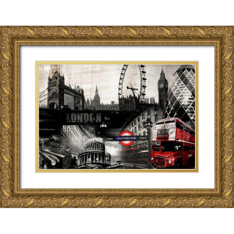London Gold Ornate Wood Framed Art Print with Double Matting by GraphINC