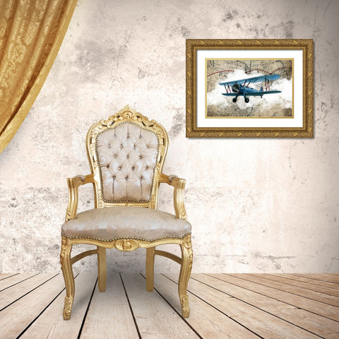 Biplane 1 Gold Ornate Wood Framed Art Print with Double Matting by GraphINC Studio