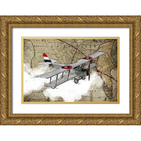 Biplane 4 Gold Ornate Wood Framed Art Print with Double Matting by GraphINC Studio
