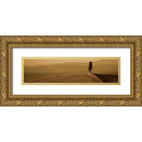 Toscana Landscape Gold Ornate Wood Framed Art Print with Double Matting by PhotoINC Studio