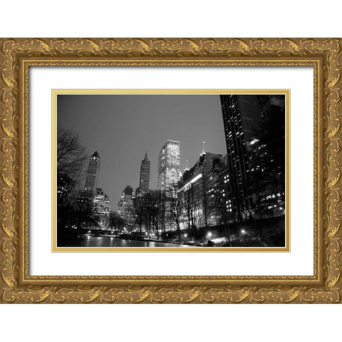 Central Park View Gold Ornate Wood Framed Art Print with Double Matting by PhotoINC Studio