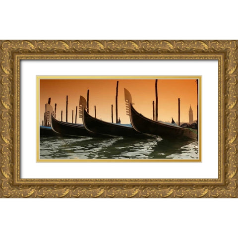 Gondola Gold Ornate Wood Framed Art Print with Double Matting by PhotoINC Studio