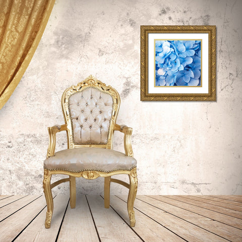 Blue Flowers Gold Ornate Wood Framed Art Print with Double Matting by PhotoINC Studio