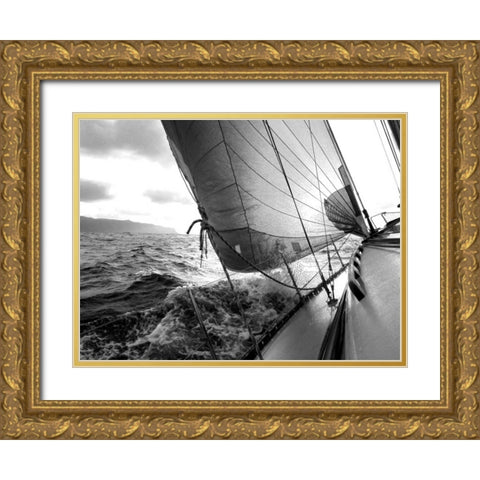 Waves Gold Ornate Wood Framed Art Print with Double Matting by PhotoINC Studio