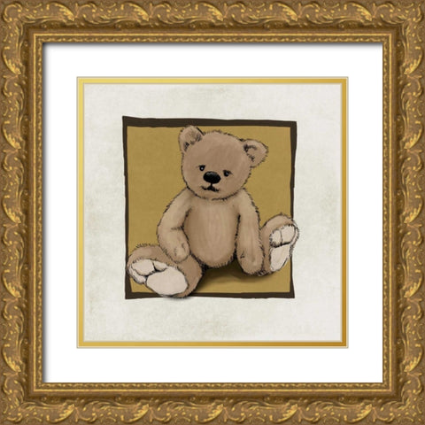 Teddy Bear Gold Ornate Wood Framed Art Print with Double Matting by GraphINC