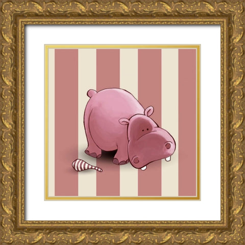 Hippo Gold Ornate Wood Framed Art Print with Double Matting by GraphINC