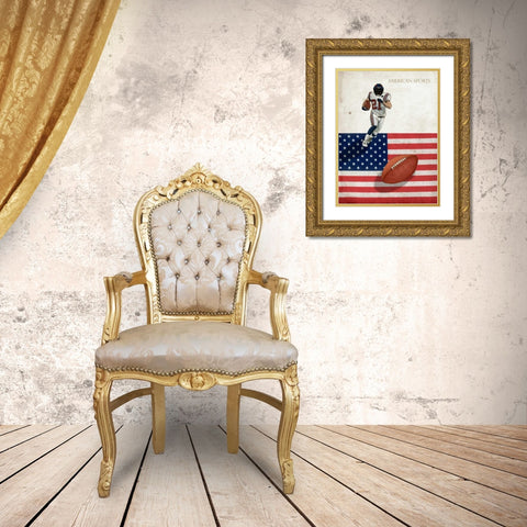 American Sports-Football 1 Gold Ornate Wood Framed Art Print with Double Matting by GraphINC Studio