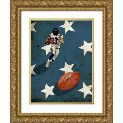 American Sports-Football 2 Gold Ornate Wood Framed Art Print with Double Matting by GraphINC Studio