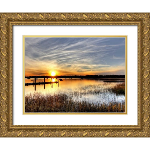 The Fjord Gold Ornate Wood Framed Art Print with Double Matting by PhotoINC Studio