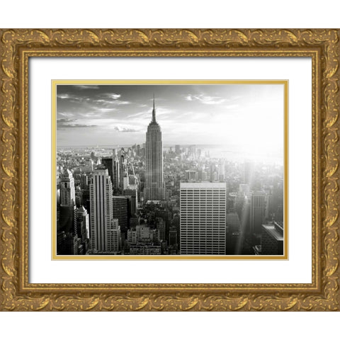 New York Gold Ornate Wood Framed Art Print with Double Matting by PhotoINC Studio