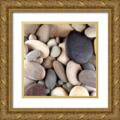 Brown Pebbles Gold Ornate Wood Framed Art Print with Double Matting by PhotoINC Studio