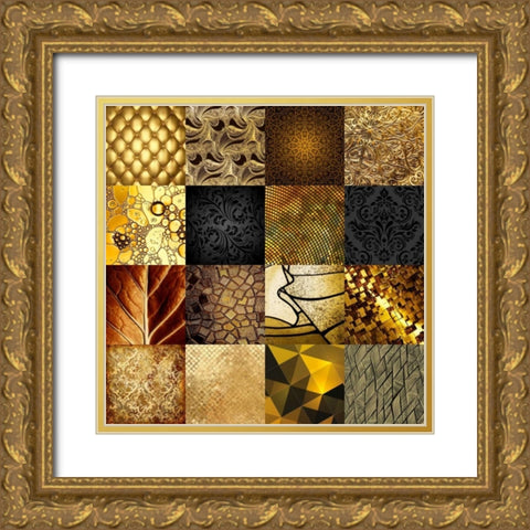 Tiles Decor Gold Gold Ornate Wood Framed Art Print with Double Matting by GraphINC