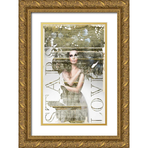 Star Lovers Gold Ornate Wood Framed Art Print with Double Matting by GraphINC