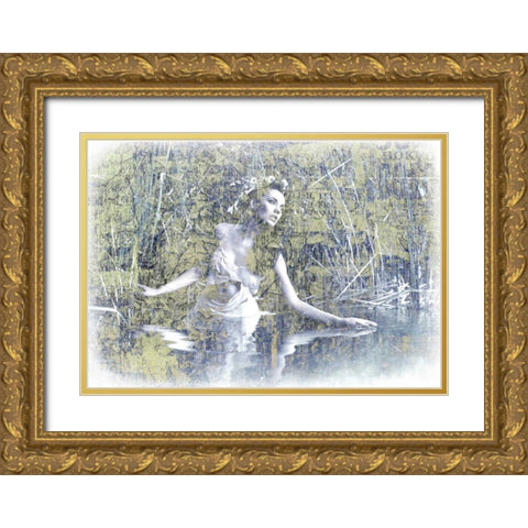 Swan Lake Gold Ornate Wood Framed Art Print with Double Matting by GraphINC