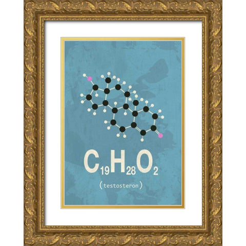 Molecule Testosterone Gold Ornate Wood Framed Art Print with Double Matting by TypeLike